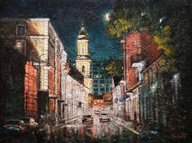 Painting for sale online - Night city. Light and darkness
