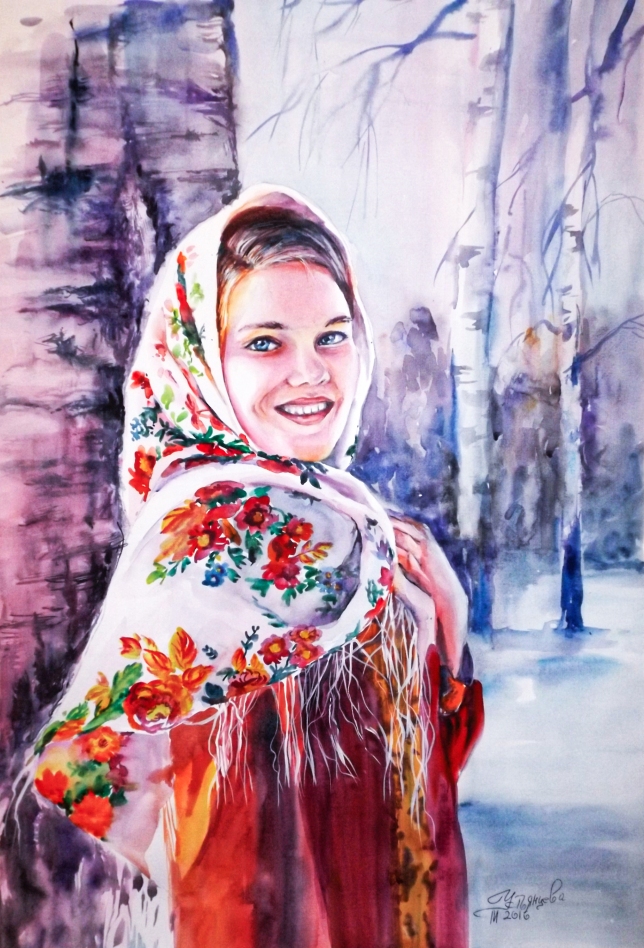 Painting for sale online - Woman in a headscarf