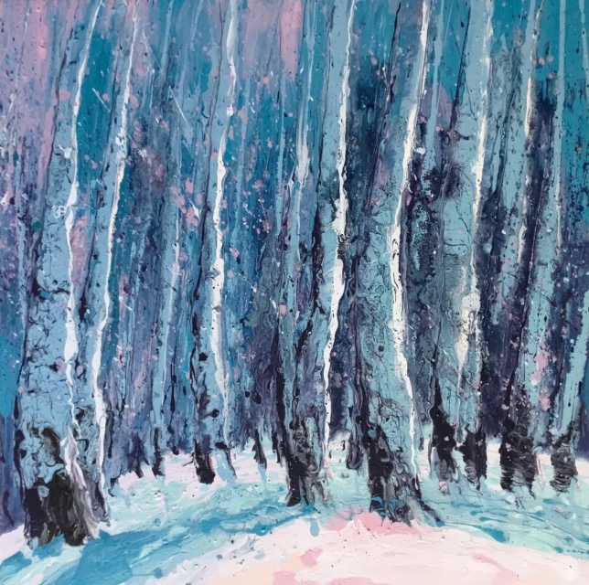 Painting for sale online - Winter birches