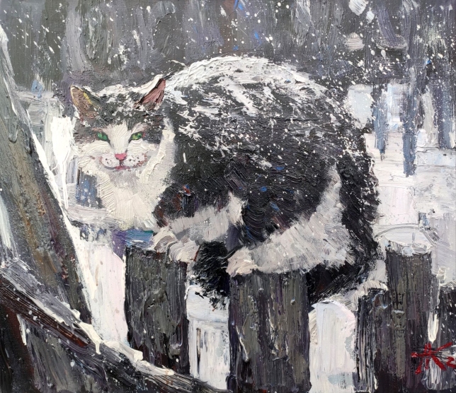 Painting for sale online - And it's snowing...