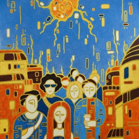 Painting for sale online - Street under the orange sun