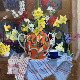Painting for sale online - Still life with daffodils