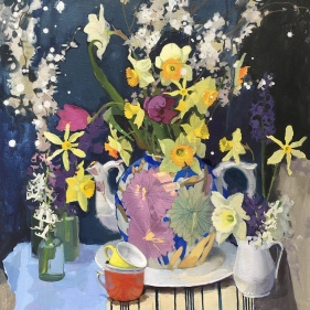 Painting for sale online - Teapot with daffodils