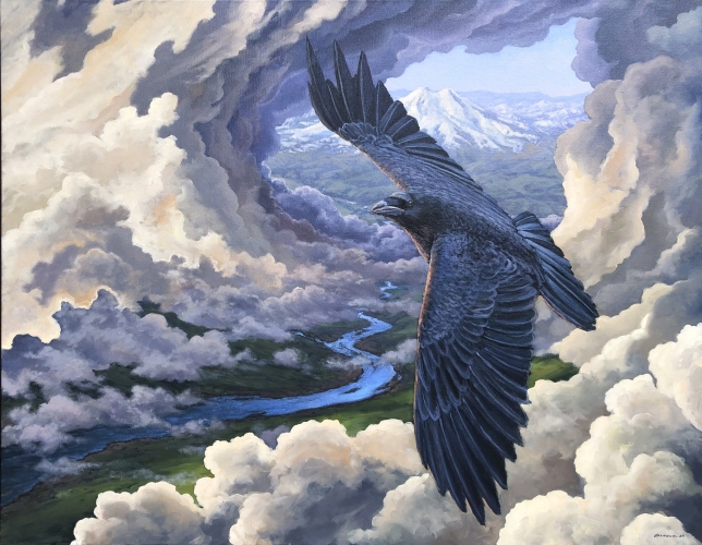 Painting for sale online - Mountain Raven