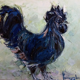 Painting for sale online - Black Rooster