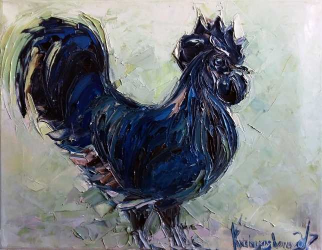 Painting for sale online - Black Rooster
