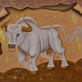 Painting for sale online - The white bull Tour
