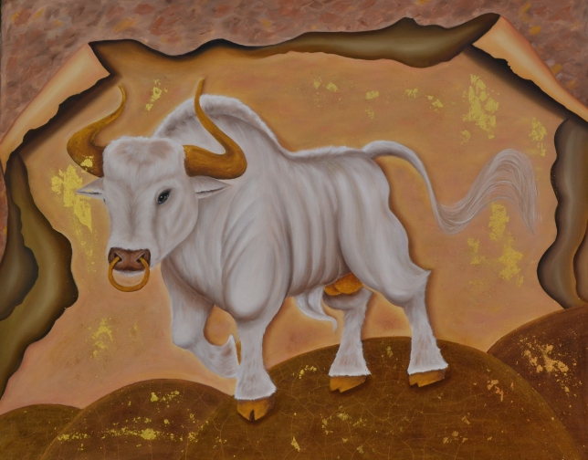 Painting for sale online - The white bull Tour