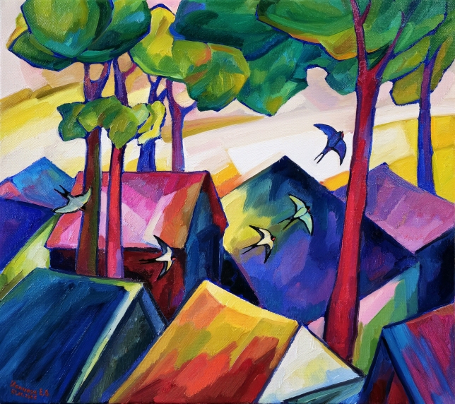 Painting for sale online - Swallows. Spring