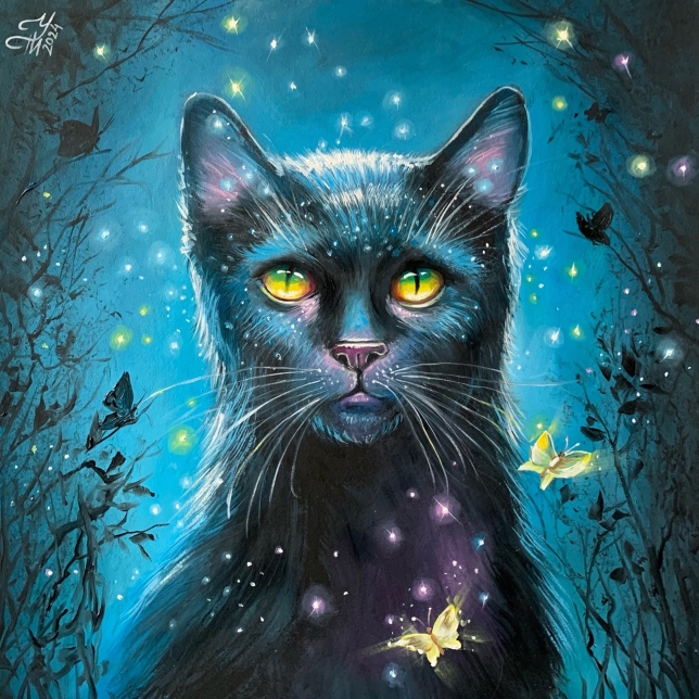 Painting for sale online - Black Cat