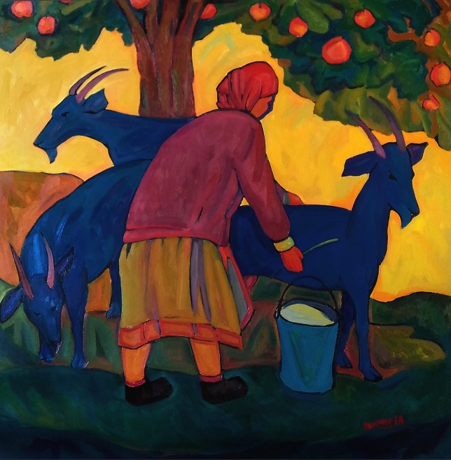 Painting for sale online - Blue goats