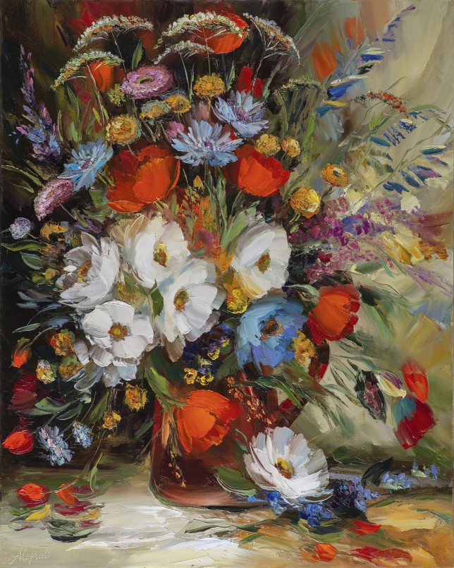 Painting for sale online - Bouquet in a clay jug