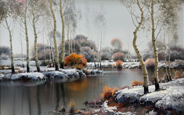 Painting for sale online - Winter birches