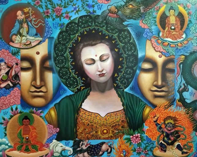 Painting for sale online - Mantra (Green Tara)