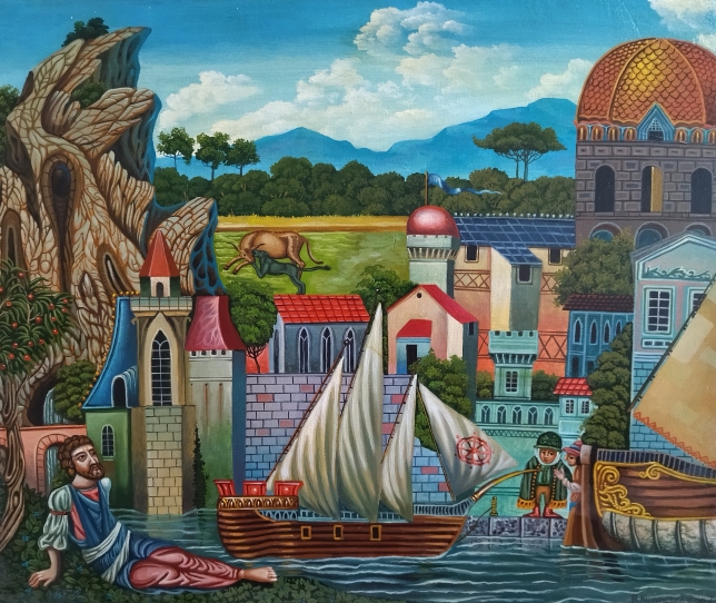 Painting for sale online - Relaxing by the river