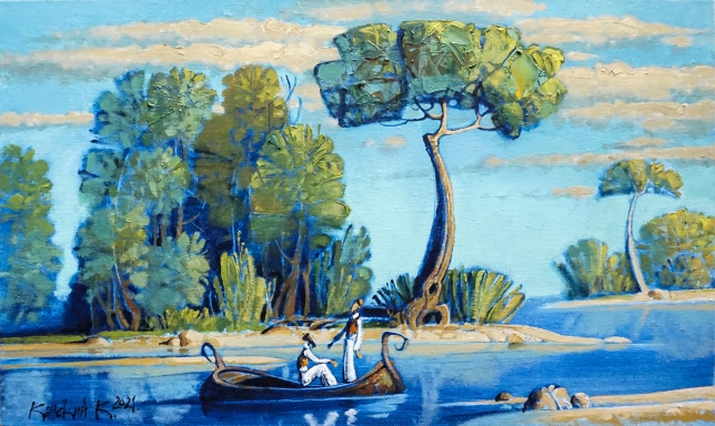Painting for sale online - Morning on the river