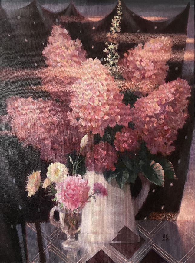 Painting for sale online - Hydrangea in pink