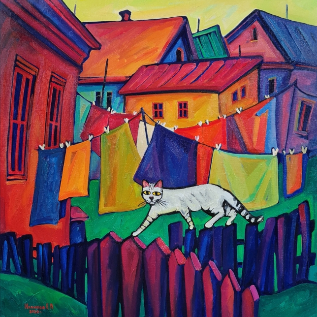 Painting for sale online - Village everyday life