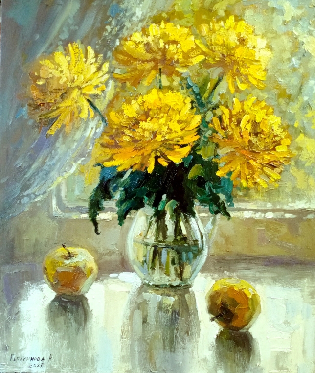Painting for sale online - Bouquet of autumn chrysanthemums