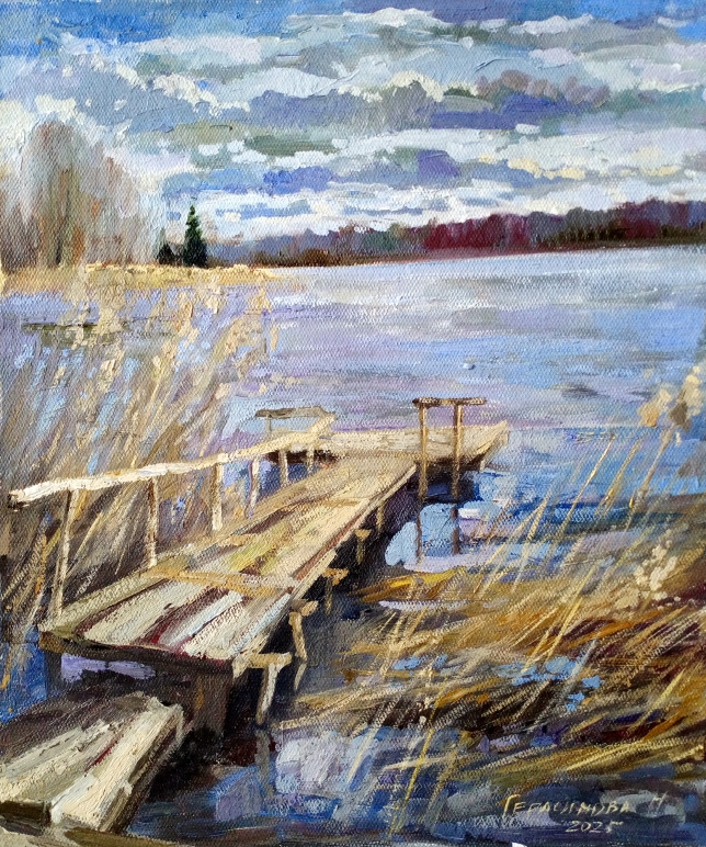 Painting for sale online - Spring on Lake Mstino