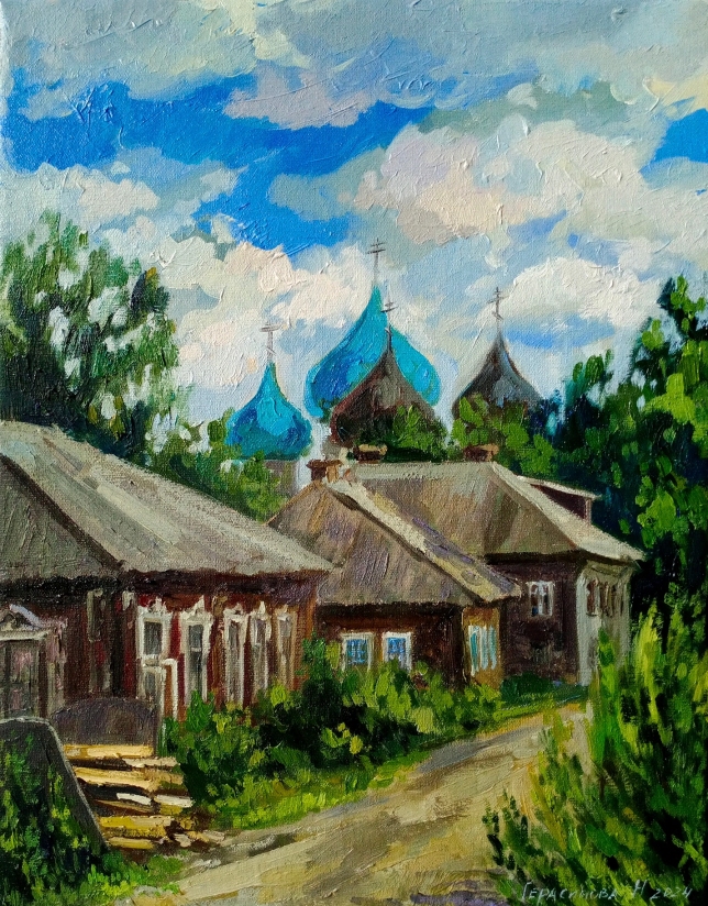 Painting for sale online - A street in Kargopol