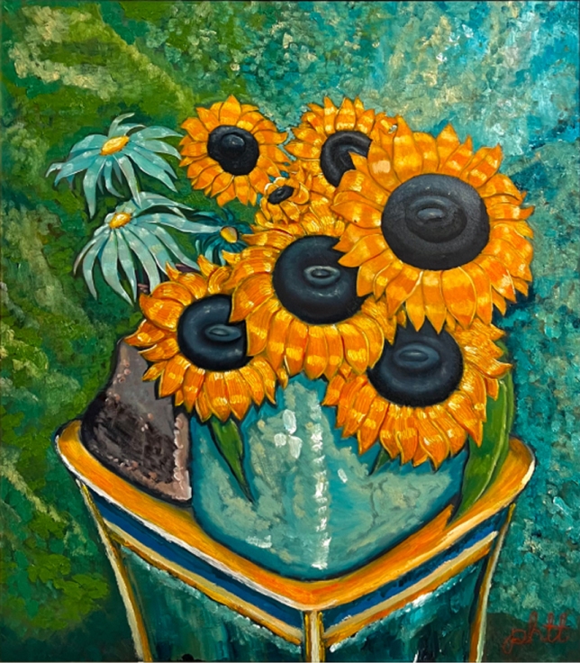 Painting for sale online - Chasing Sunflowers