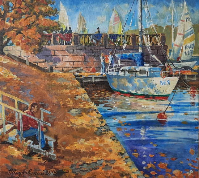 Painting for sale online - Autumn day on Petrovskaya Spit