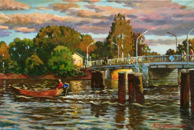 Painting for sale online - Evening on the river