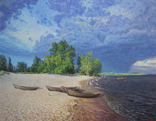 Painting for sale online - Thunderstorm on the Volga
