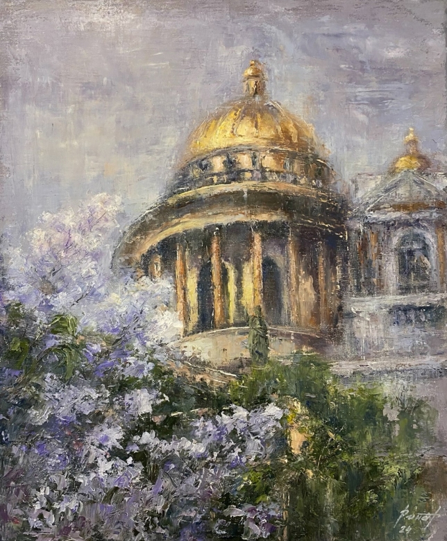 Painting for sale online - St Isaac's Cathedral in spring