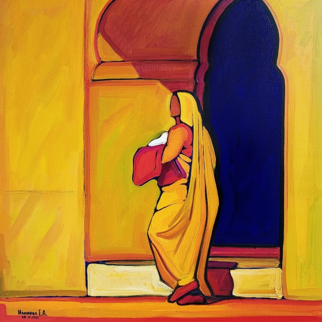 Painting for sale online - Women of the East. Hot day.