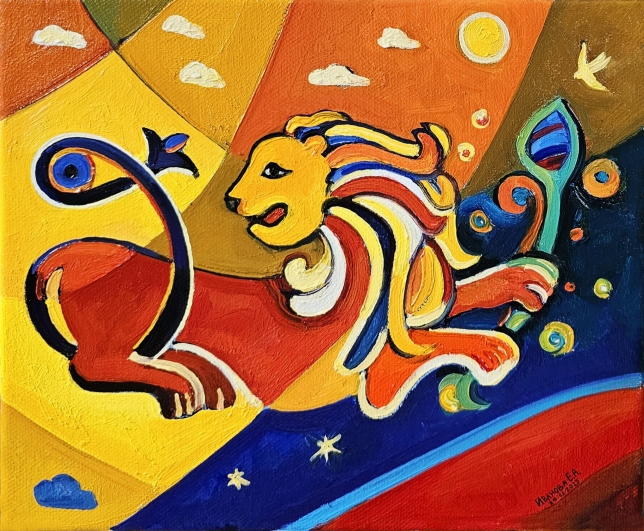 Painting for sale online - Triptych. Guardians of the House - Leo. Day