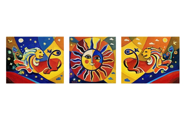 Painting for sale online - Triptych. Guardians of the House