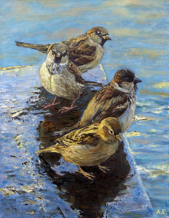 Painting for sale online - Sparrows