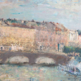 Painting for sale online - Spring on the Neva river near the Smolny cathedral