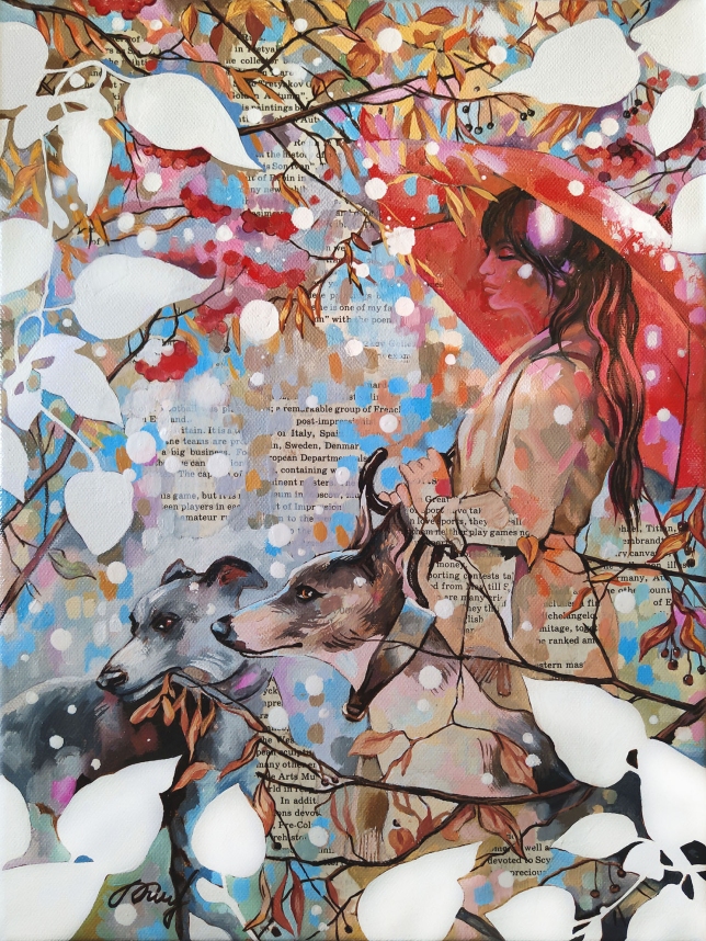 Painting for sale online - Dog walk