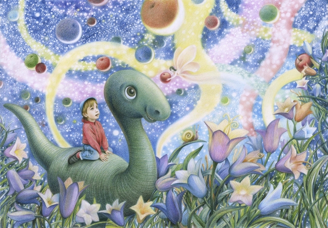 Painting for sale online - THE KIND DINOSAUR AND HIS BOY