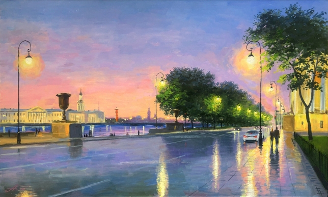 Painting for sale online - White Night. Admiralty Embankment. Saint Petersburg.