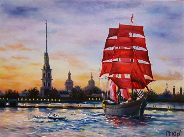 Painting for sale online - The Scarlet Sails of Hope