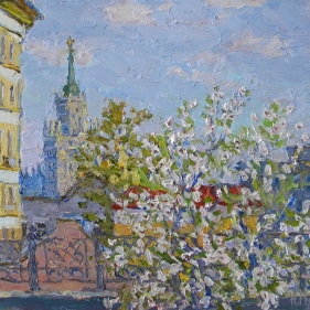 Painting for sale online - Blossoming Moscow. 