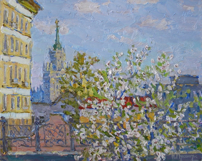 Painting for sale online - Blossoming Moscow. 