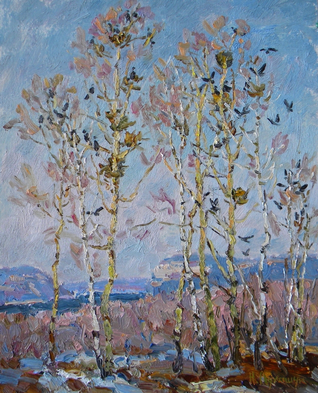 Painting for sale online - The Spring Birches