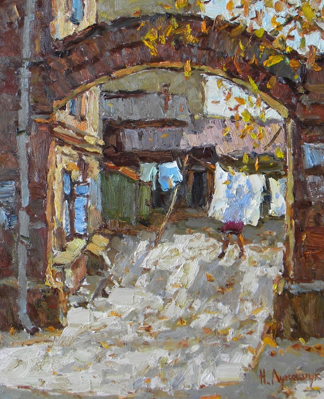 Painting for sale online - The Old Yard at Alexey Tolstoy Street.