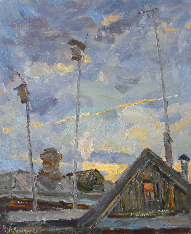 Painting for sale online - The Birdhouses.