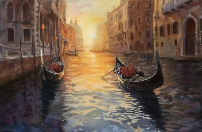 Painting for sale online - Venice Gondolas