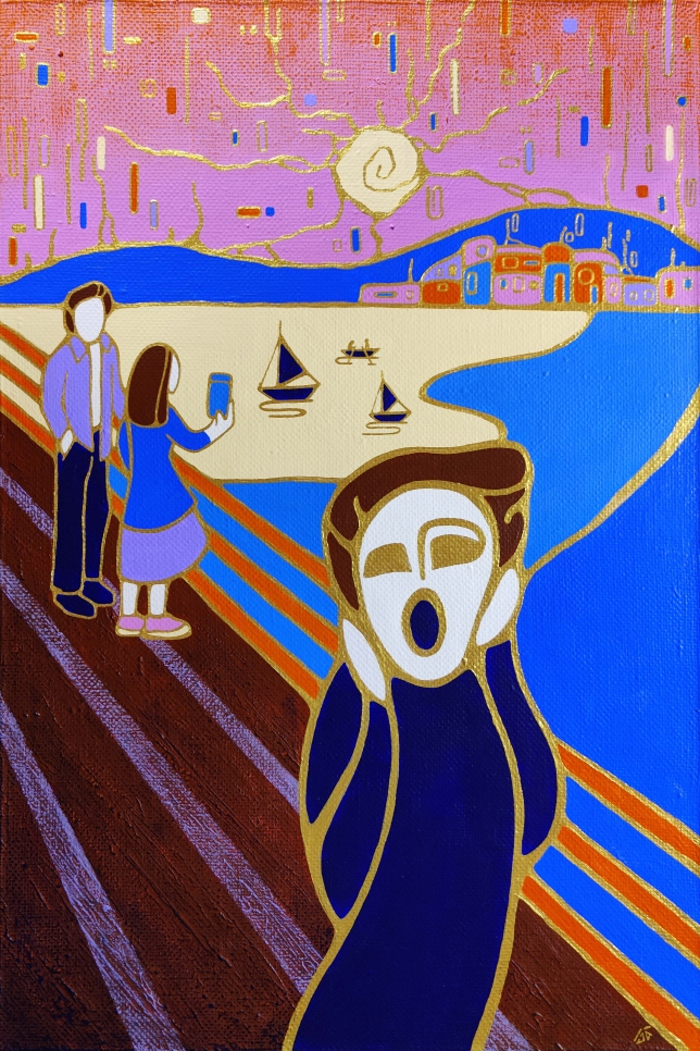 Painting for sale online - SCREAM AT SUNSET. INSPIRATION BY E.MUNCH