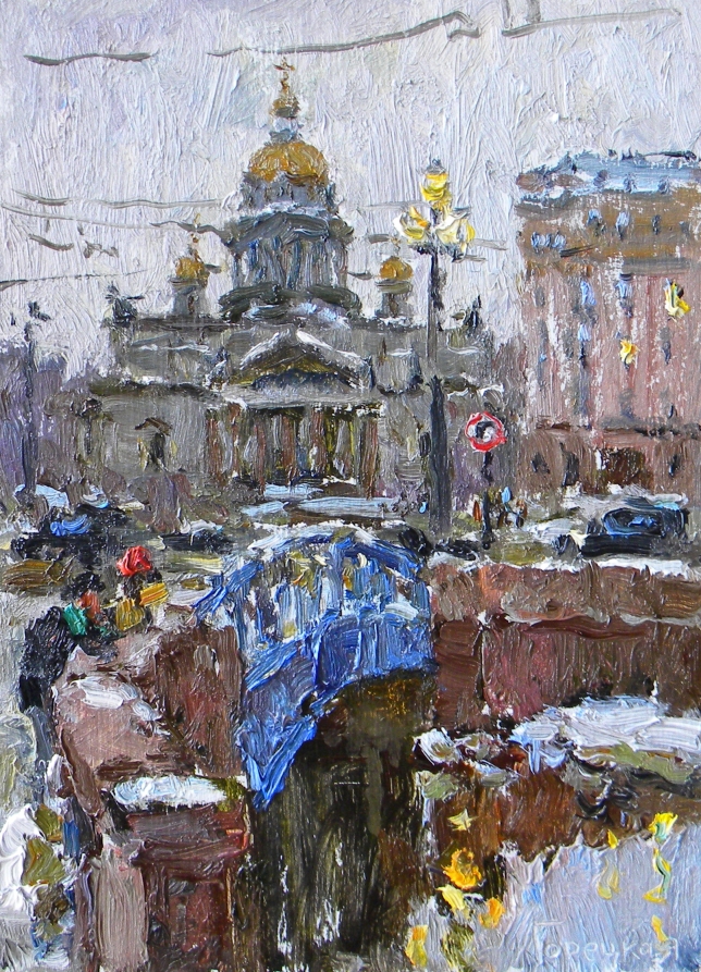 Painting for sale online - The Bright Blue Bridge