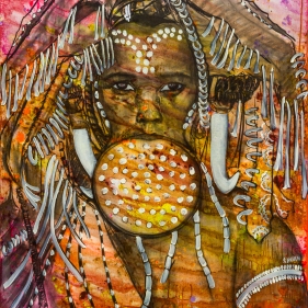 Painting for sale online - Diptych Mursi Tribe She