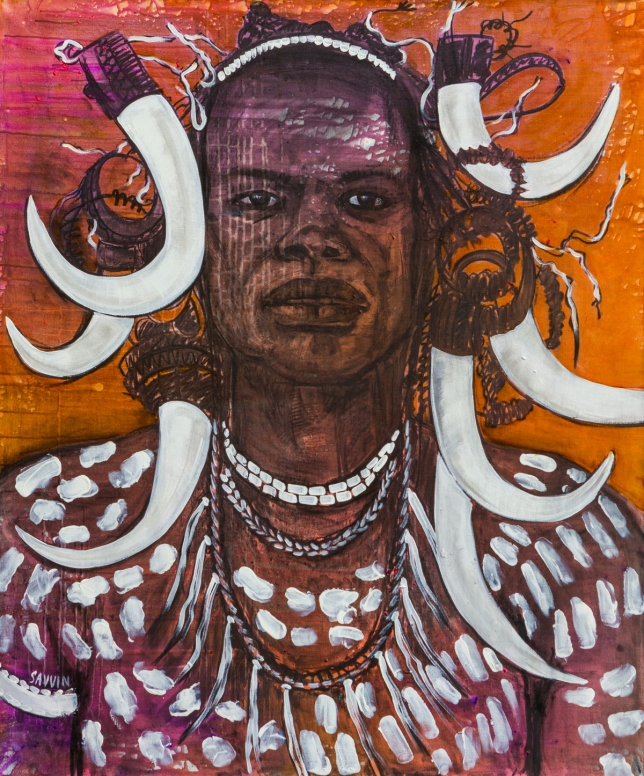 Painting for sale online - Diptych Mursi Tribe He