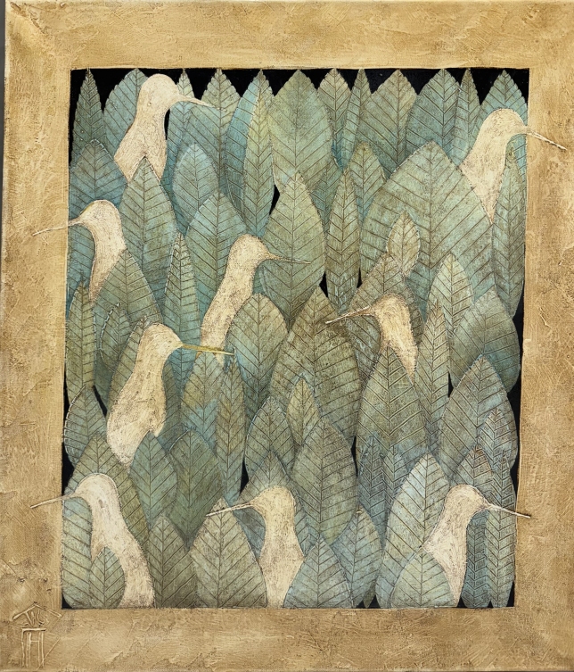 Painting for sale online - Leaves and birds